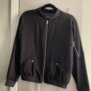 Zara Basic Chiffon Black Bomber Jacket - Size Medium